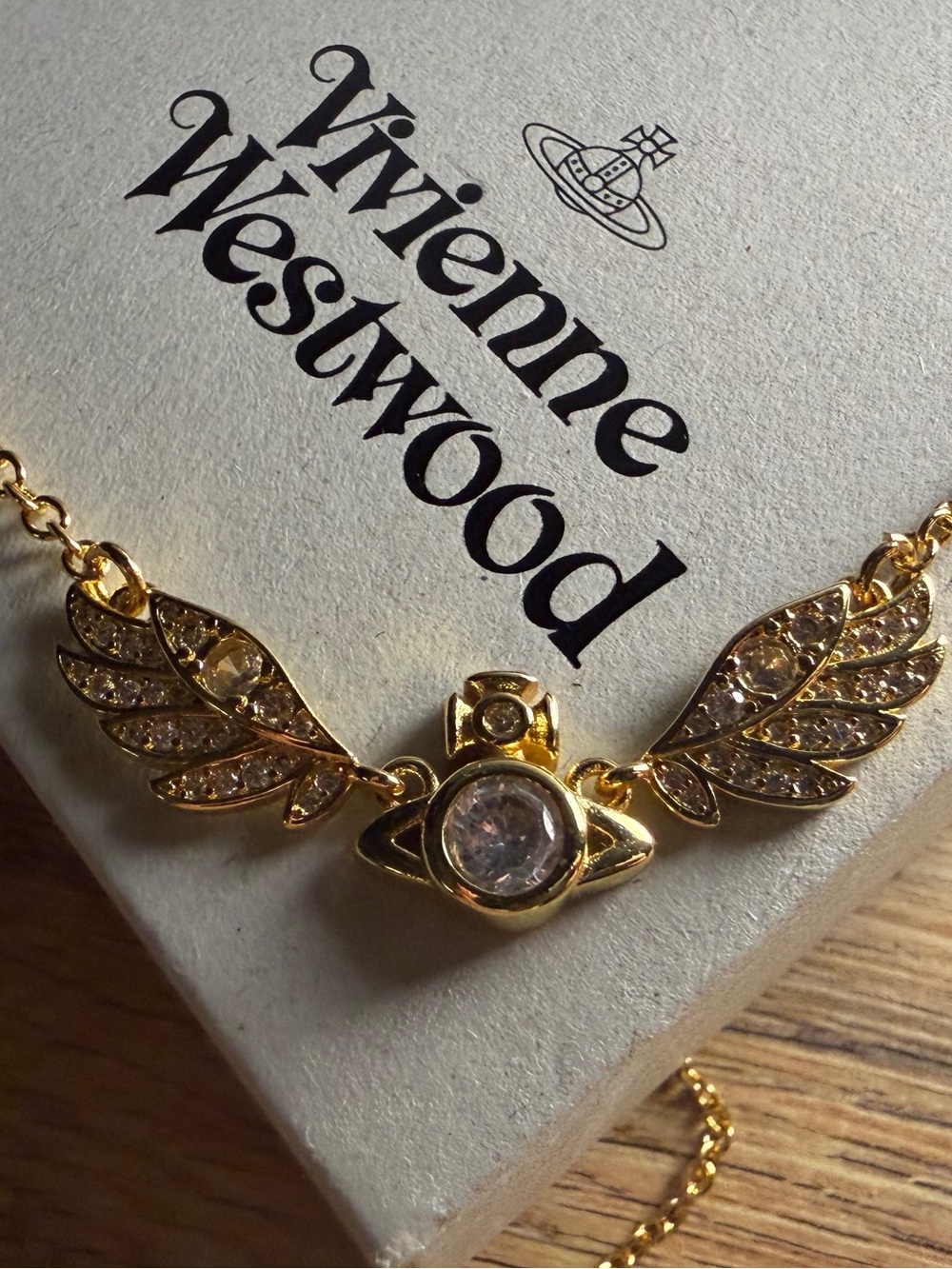 Gold Dawna Necklace Westwood Gold Winged Orb Pendant Necklace with Crystal